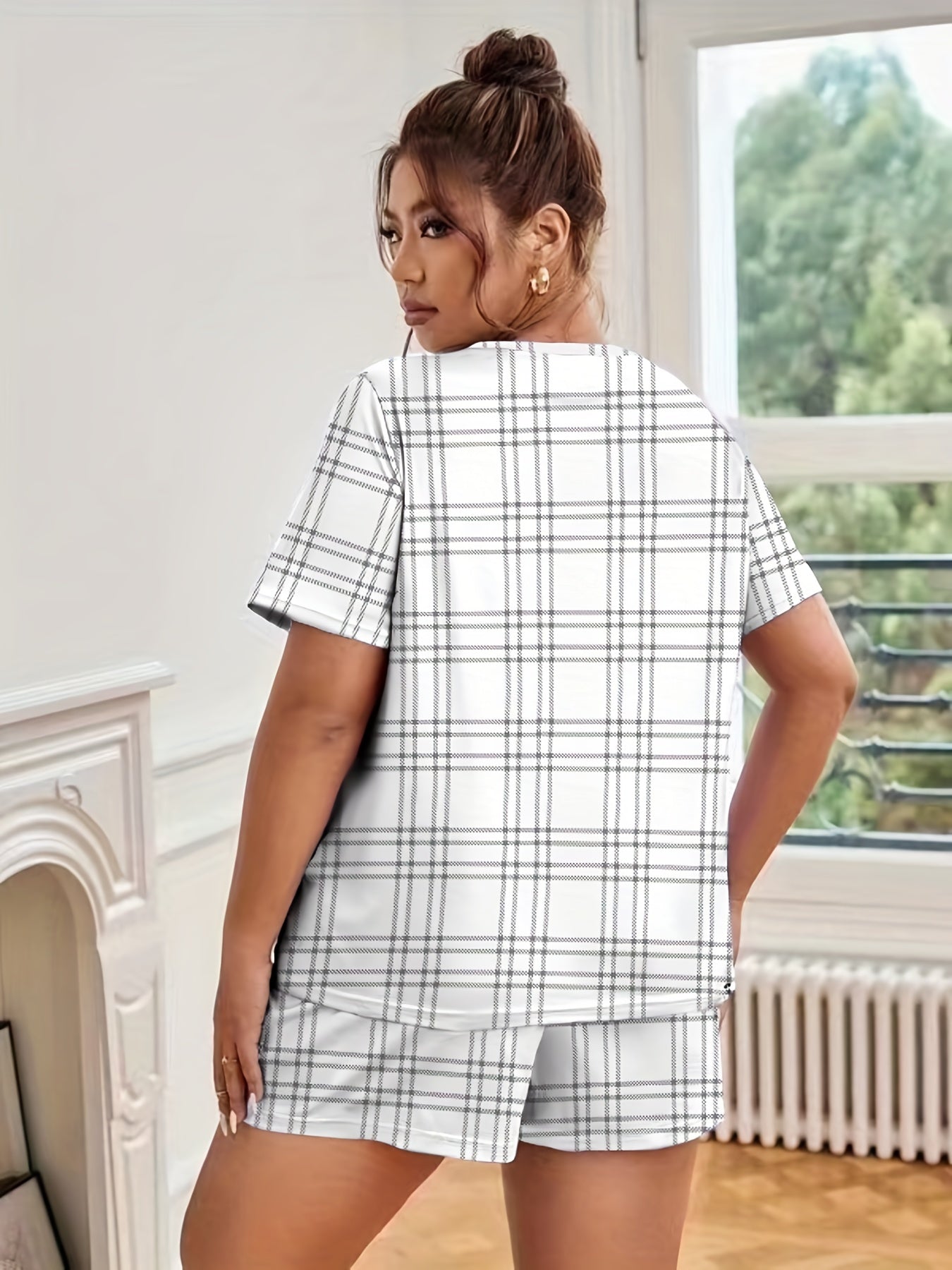  Plaid Tee & Shorts 2pcs Set