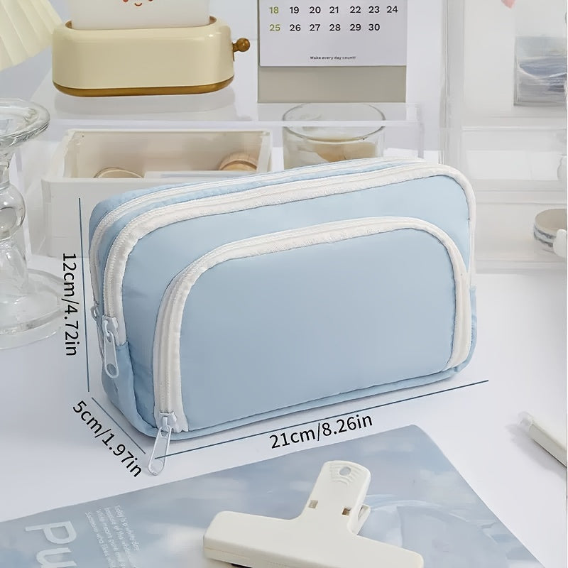 Large Capacity Pencil Case with Front Window, Stationery Box for Students