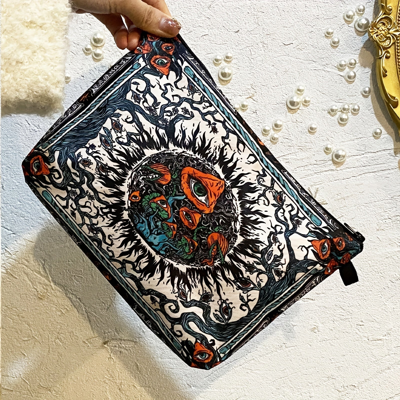 Gothic Pattern Carry On Bag Vintage Makeup Pouch