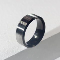 Engraved Grooves Stainless Steel Brushed Ring