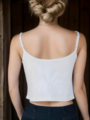 Slim Cami Top Spaghetti Strap Button Front Summer Cami Top