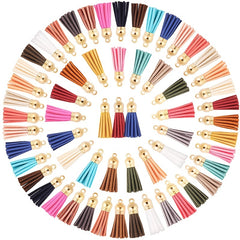 10pcs 38mm Leather Tassel Cap Charms Earring Fringe Keychain Pendant Straps
