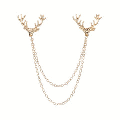 Deer Horn Chain Brooch Zinc Alloy Chain Tassel Brooch Pin