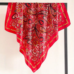 Paisley Print Pattern Silk Feeling Headscarf 89 92cm