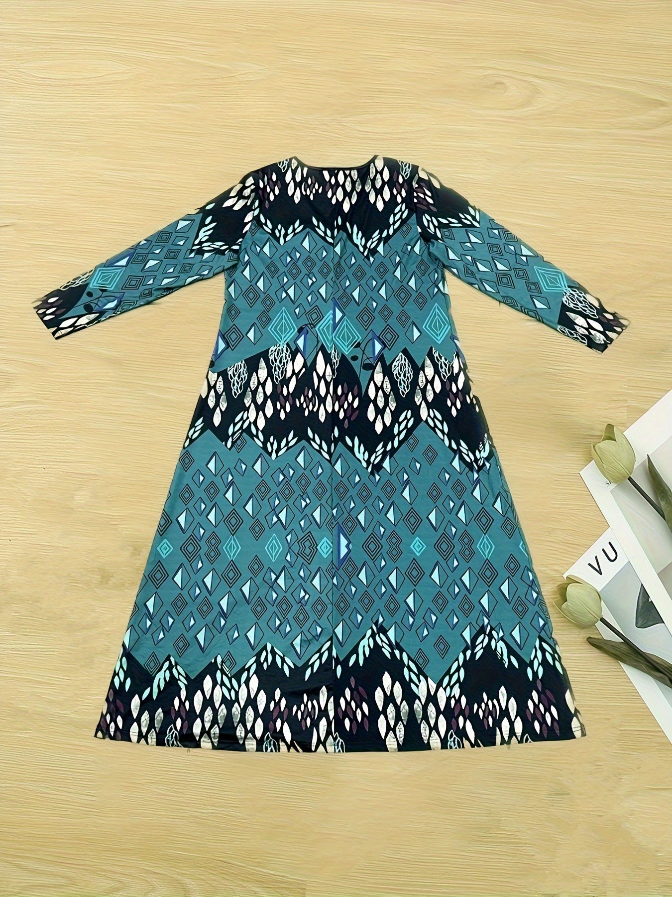  Geometric Print Maxi Dress