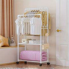 Double Pole Coat Rack 2 Layer Clothes Rack Standing Hat Rack Shoes And Hats Rack