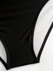  Colorblock Lace Up High Stretch One Piece Swimsuit