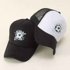 Football Printed Mesh Baseball Cap Sunshade Dad Hat