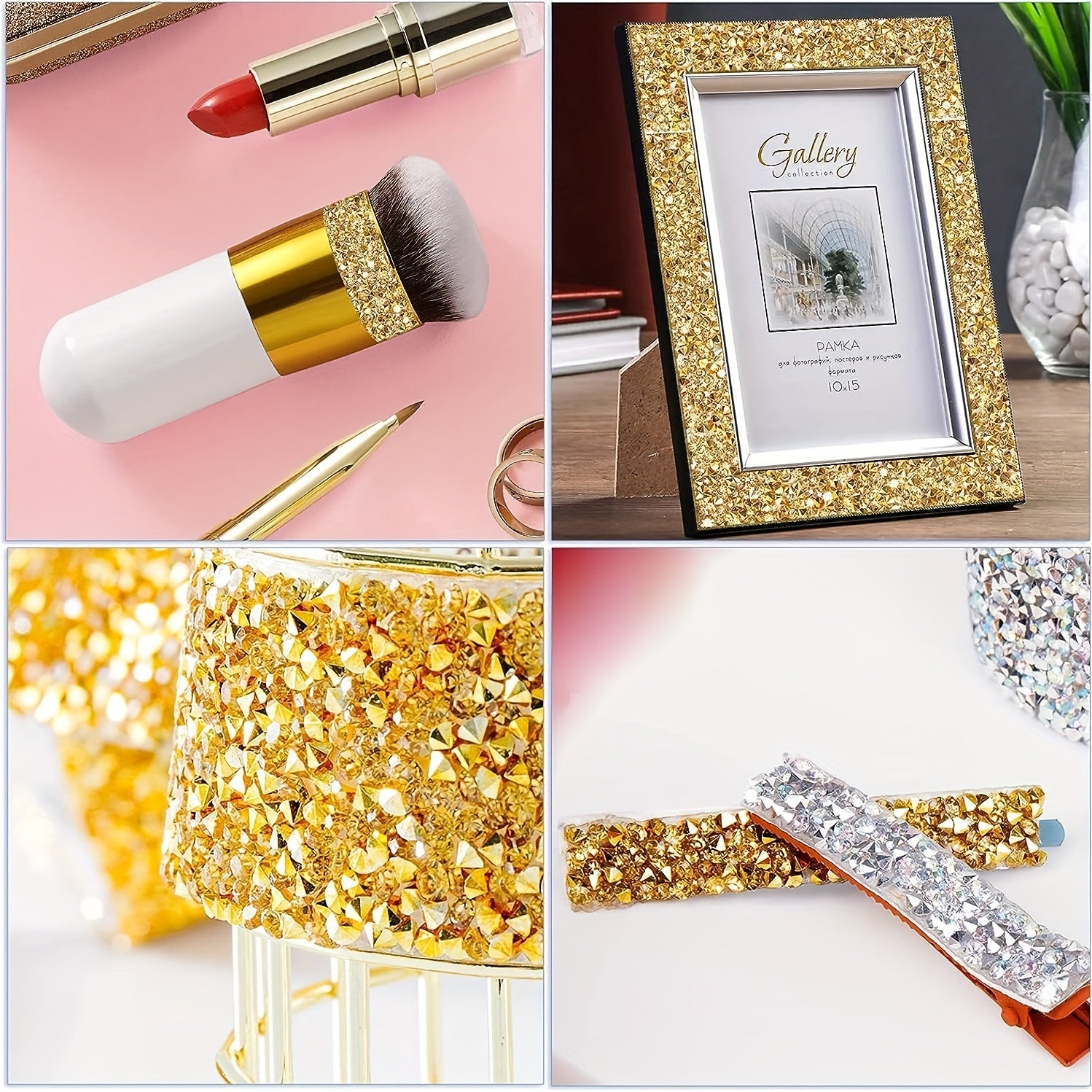 4 Rolls Crystal Rhinestone Ribbon Self Adhesive DIY Craft Stickers