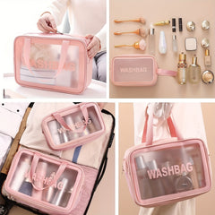 3Pcs Clear Travel Cosmetic Bag Set Waterproof Makeup Bag Portable Toiletry Bag