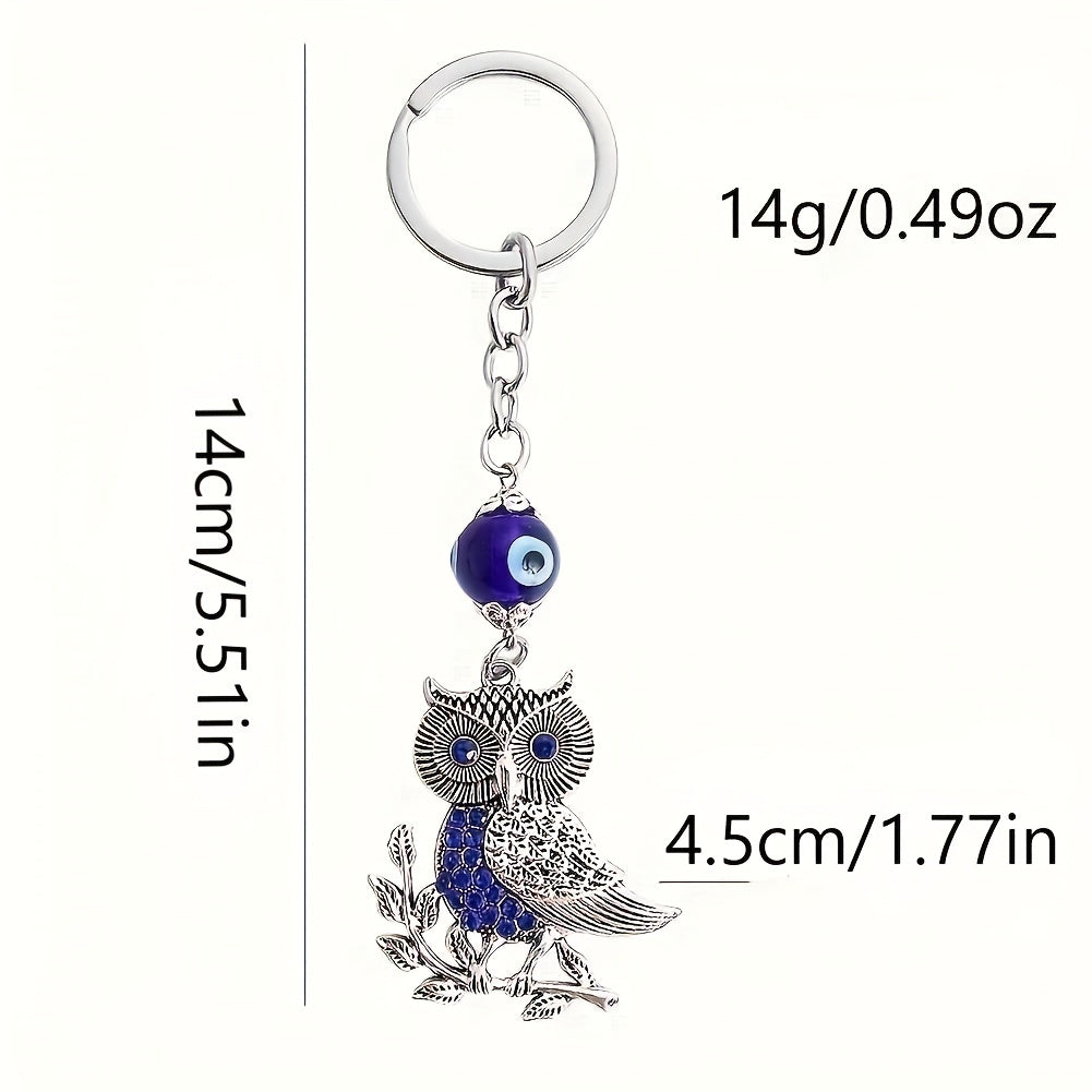Lucky Evil Eye Owl Keychain Rhinestone Bag Car Key Chain Pendant