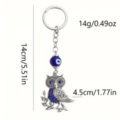 Lucky Evil Eye Owl Keychain Rhinestone Bag Car Key Chain Pendant