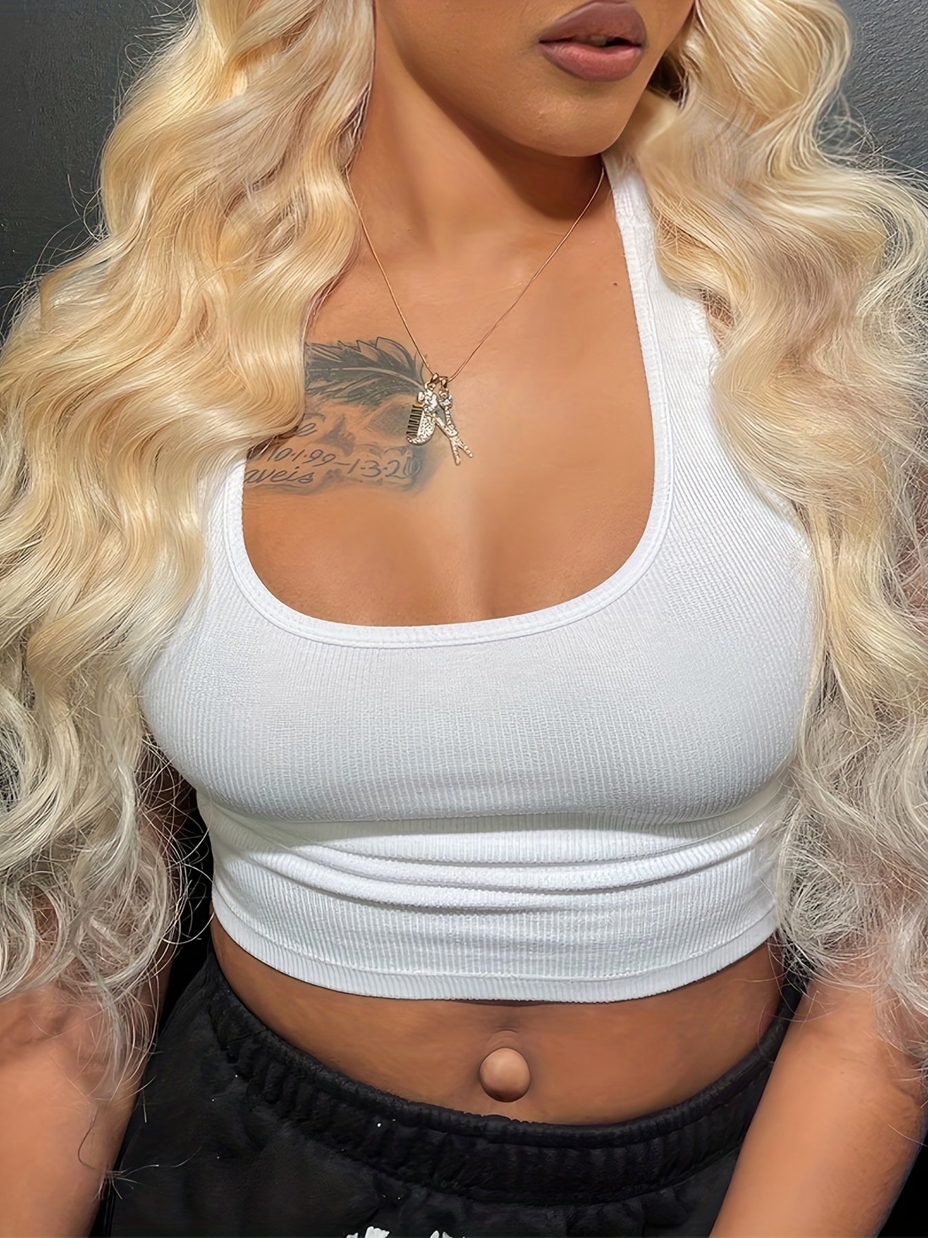Sleeveless Square Crop Tank Top for Summer Women's Clothing
