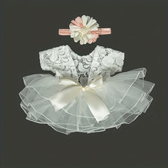 2pcs Baby Girl Lace Costume Photo Props Newborn Clothes Hairband Outfit