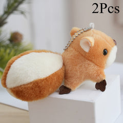 2pcs Squirrel Plush Toy Pendants Soft Fluffy Plush Dolls Mixed Colors