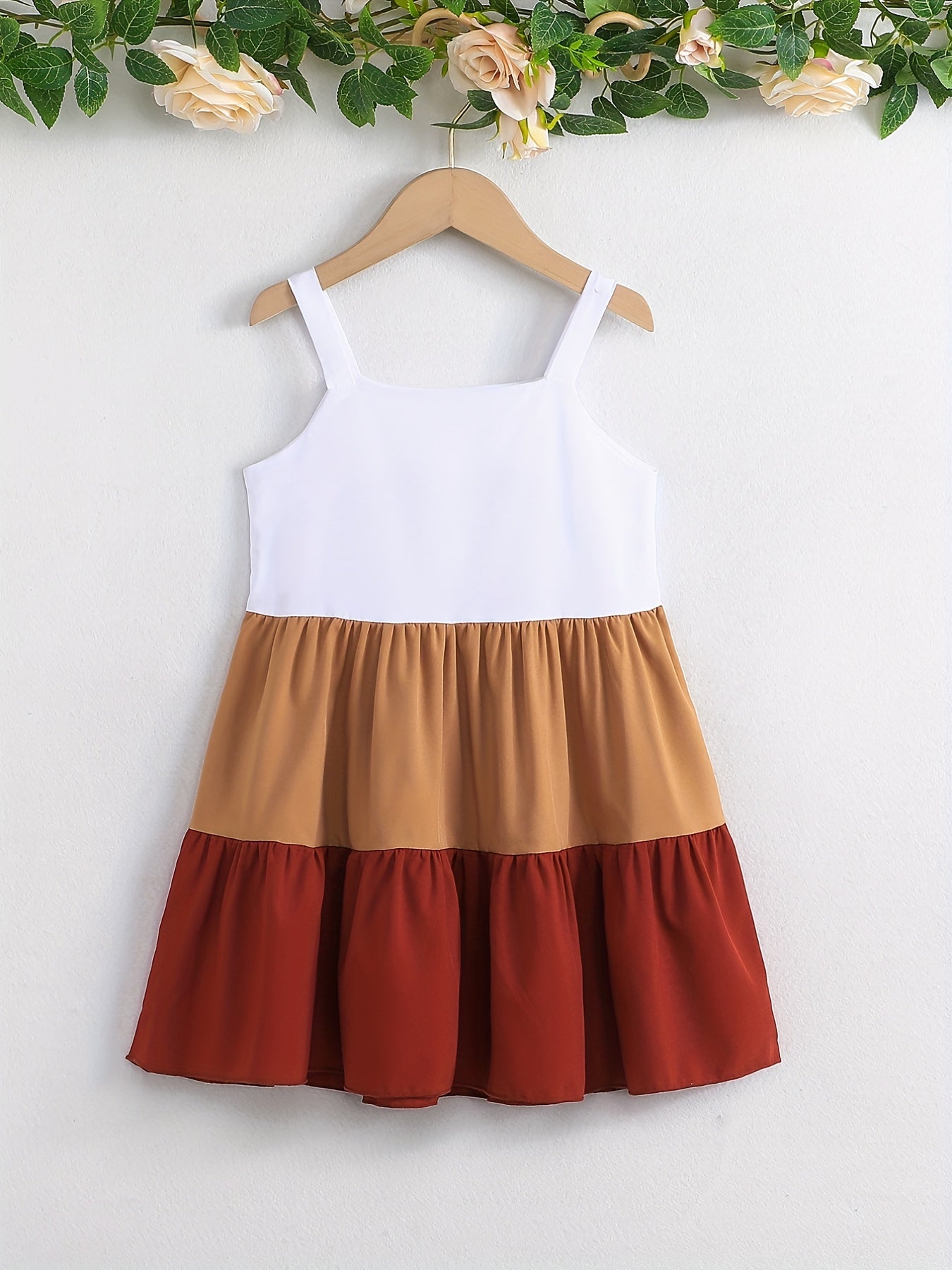 Girls' Colorblock Spaghetti Straps Cami Dress - Casual & Summer
