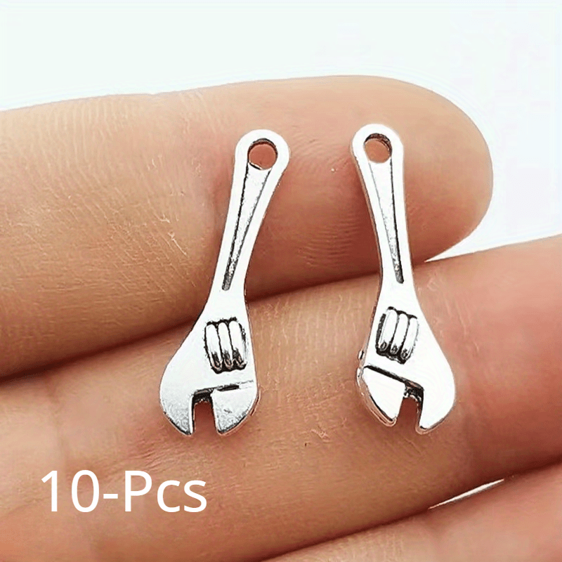 10pcs Mini Tool Serrated Wrench Hammer Head Pendant DIY Jewelry Making