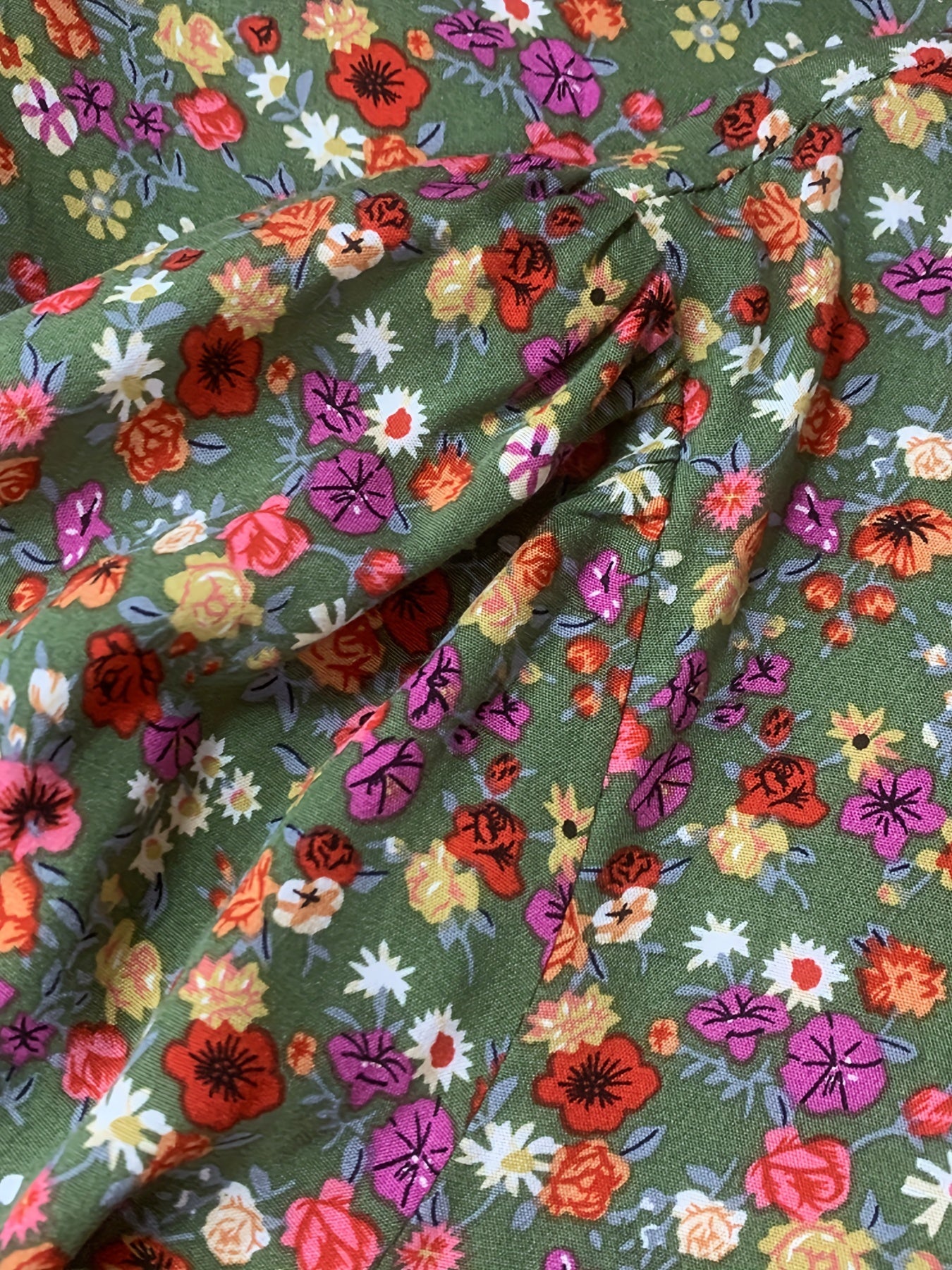  Floral Print Ruffle Trim Summer Dress