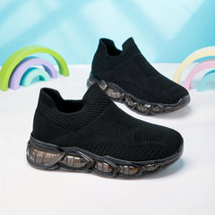 Boy's Woven Knit Sock Shoes Non Slip Sneakers Outdoor Activities