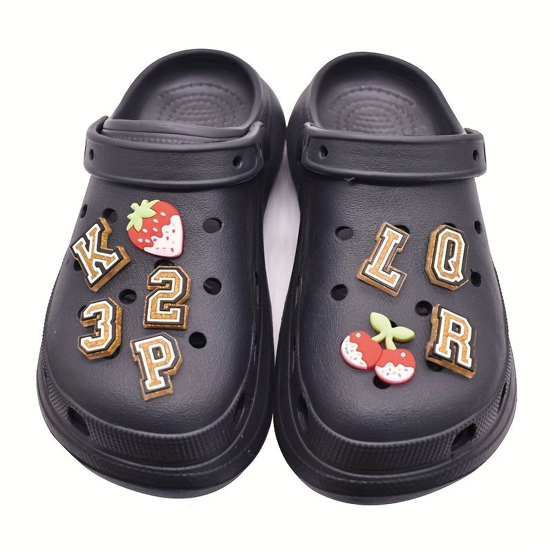 37pcs Letters Numbers Shoe Charms For Clogs Slides Sandals PVC Shoe Decorations