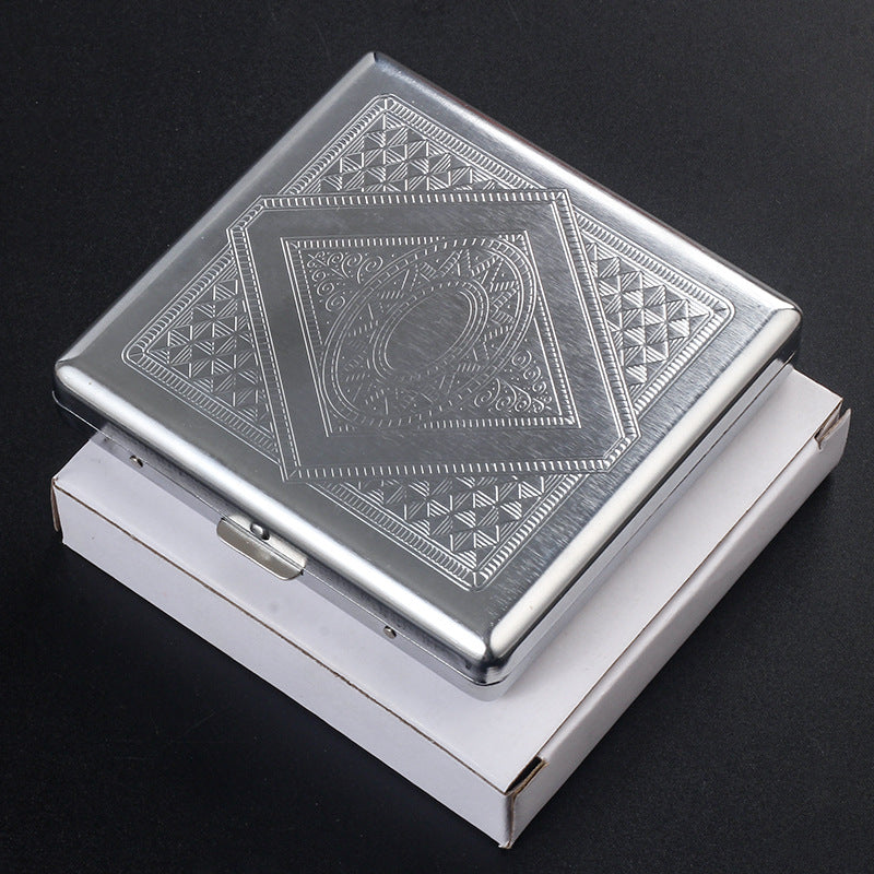 Men's 20 Pack Steel Cigarette Case, Stress Resistant, Silver Gray