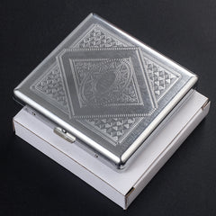 Men's 20 Pack Steel Cigarette Case, Stress Resistant, Silver Gray
