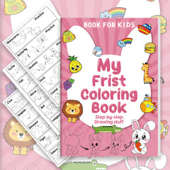 Step by Step Drawing & Coloring Book with Animal Fruit Transport & Rainbow Pages