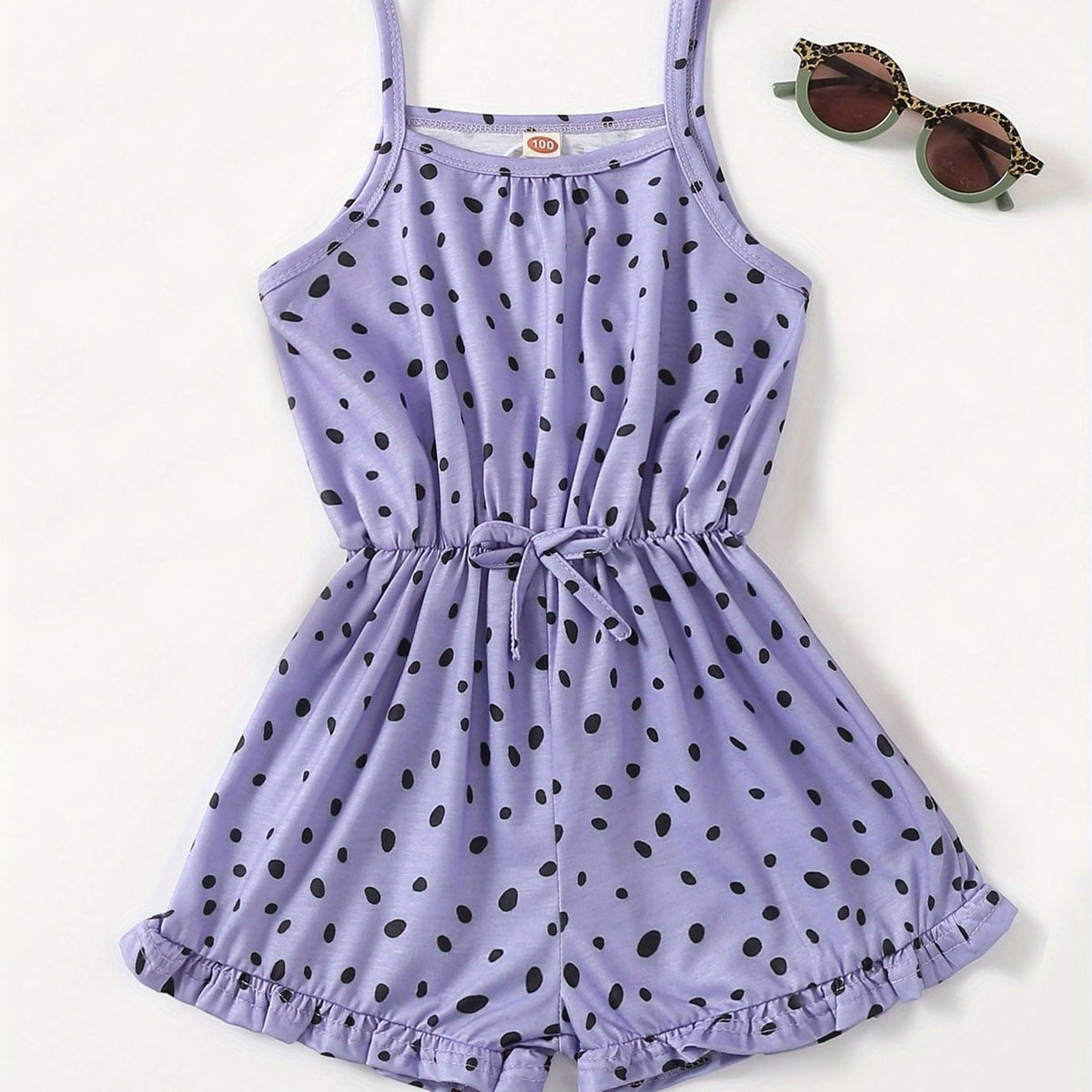 Girls Polka Dot Sleeveless Romper Comfortable Jumpsuit For Summer
