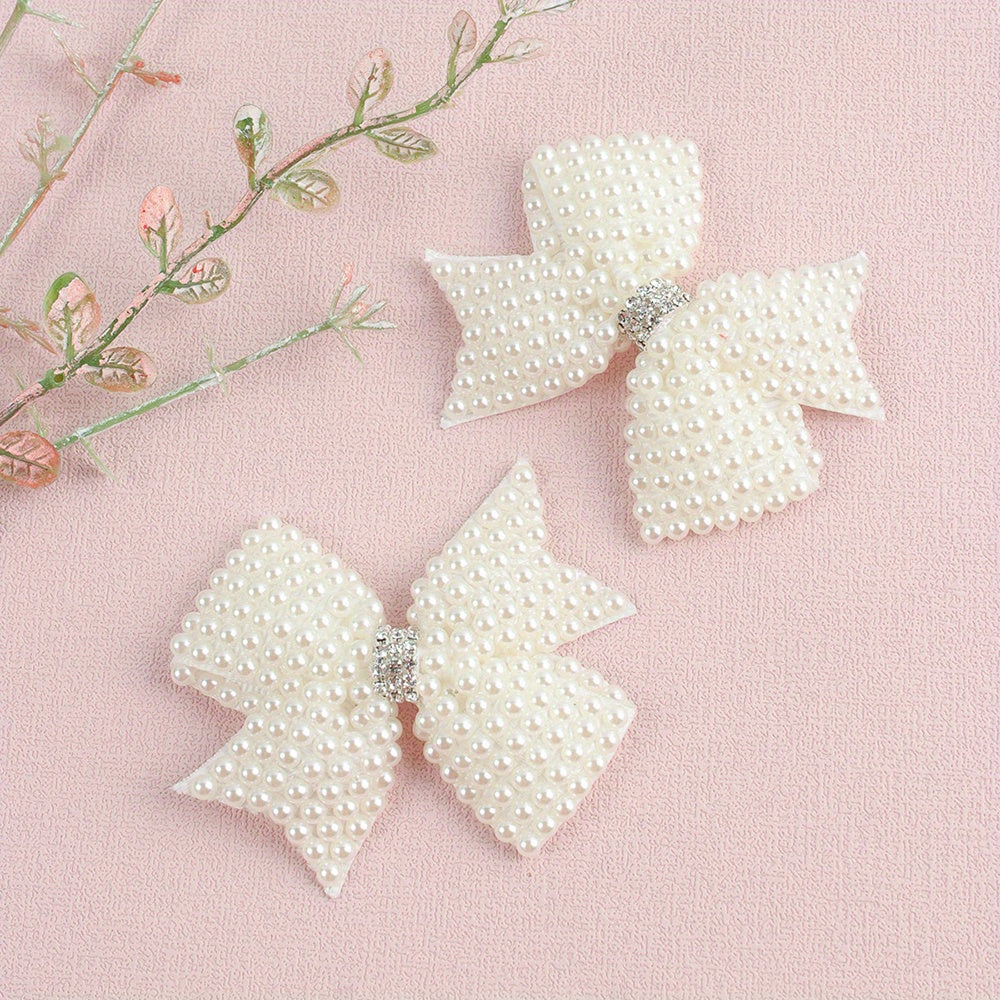 2pcs Faux Pearl Bow Hair Clips for Hair Bangs Braids Girls Baby Accessories