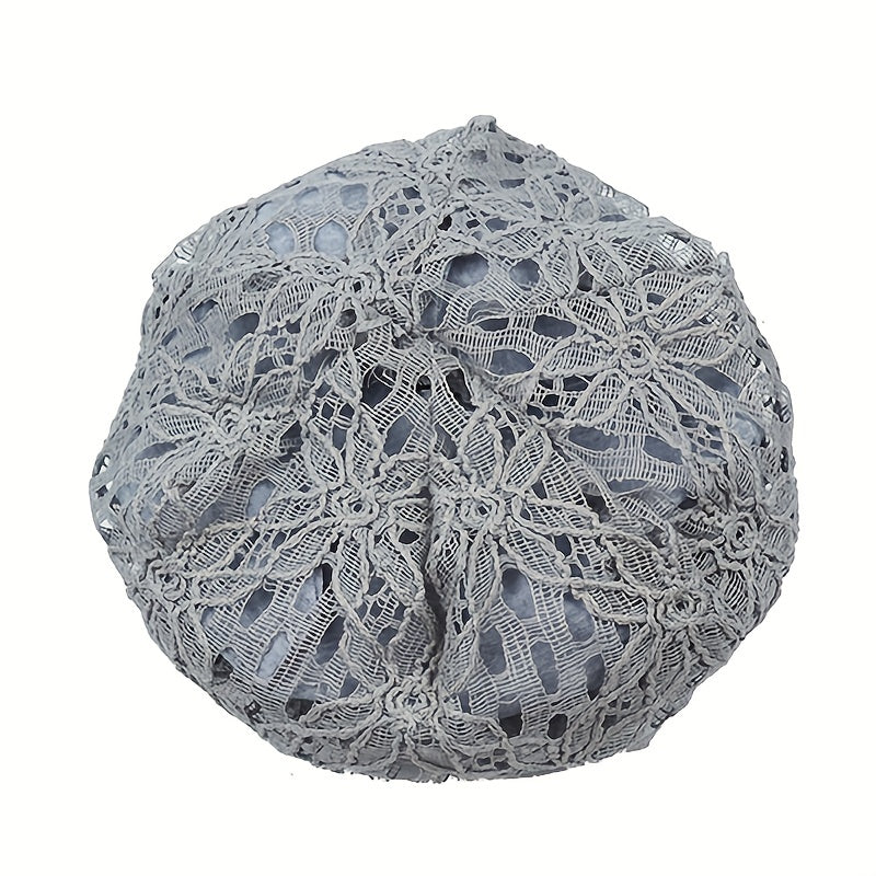 Flower Decor Lace Beanie Solid Turban Hat Lightweight Chemo Cap