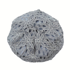 Flower Decor Lace Beanie Solid Turban Hat Lightweight Chemo Cap