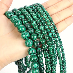 6 8 10mm Green Malachite Stone Beads DIY Bracelet Necklace