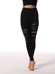 Women's Skinny Ripped Yoga Pants for Sports and Fitness