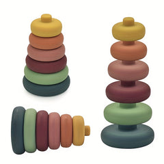 Colorful Silicone Stacking & Nesting Blocks for Toddlers