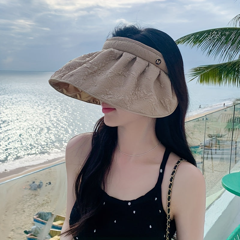 Embossed Visor Hat Wide Brim Shell Sun Hat UV Protection