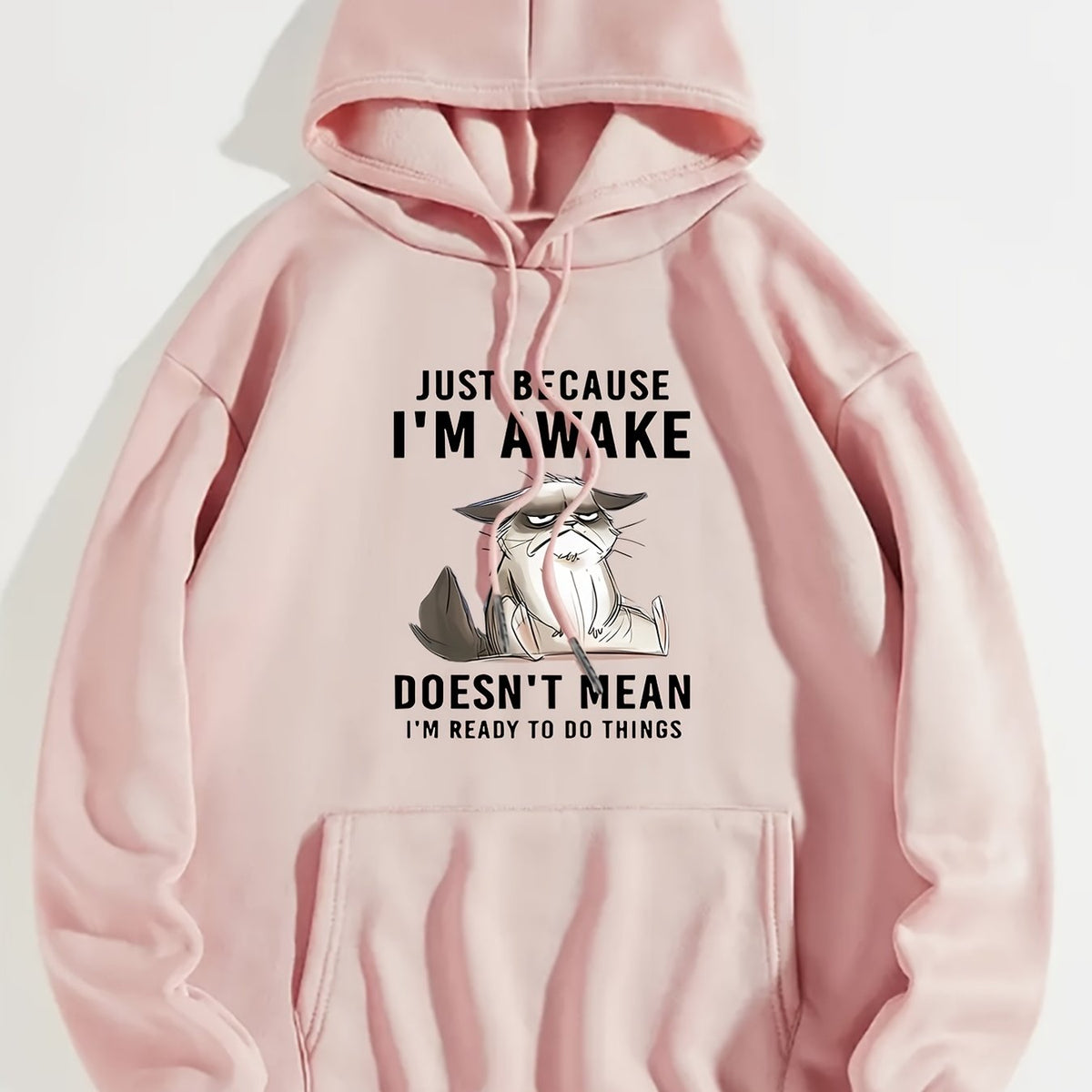 Graphic Print Kangaroo Pocket Hoodie Long Sleeve Hoodies