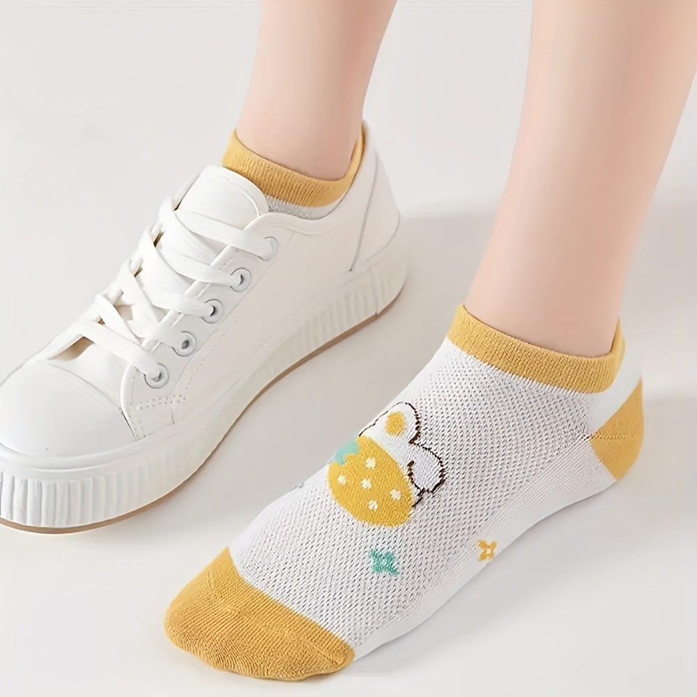 5 Pairs Cartoon Print Low Cut Ankle Socks Women's Stockings