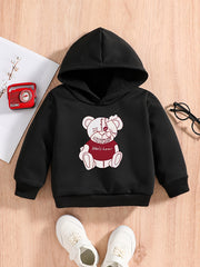 Bear Doll Print Baby Boys Hooded Sweatshirt
