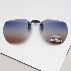 Polarized Gradient Clip On Sunglasses Rimless Flip Up Anti Glare Driving Glasses