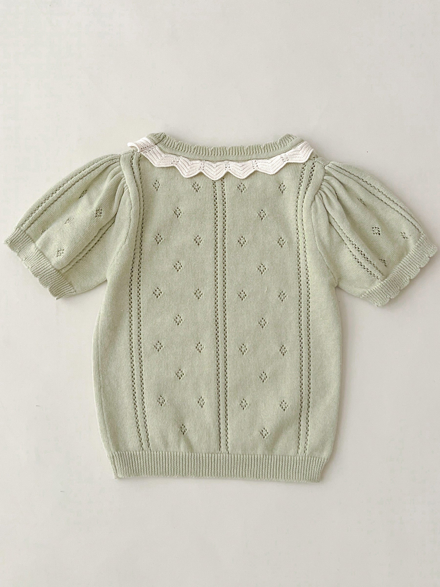 2pcs Baby Girls Hollow Out Knit Top & Shorts Set