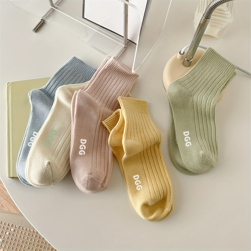 6 Pairs Letter Print Mid Tube Socks Women Stockings & Hosiery