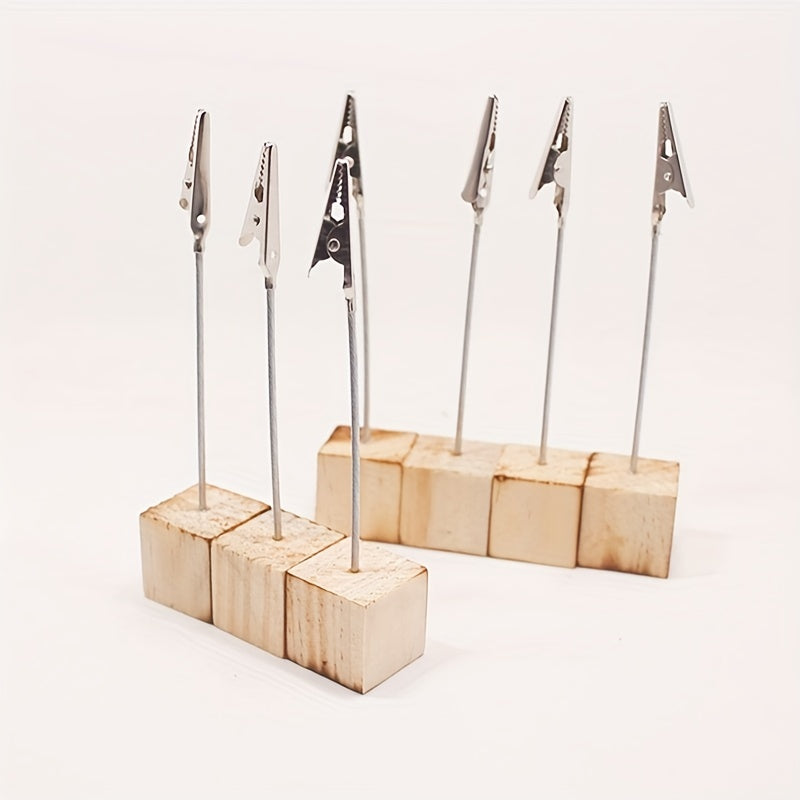 Wooden Business Card Holder Crocodile Clip Message Clip