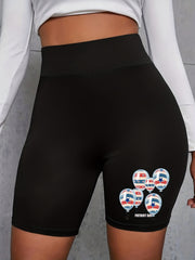 Women's Plus Flag Balloon Print High Rise Biker Shorts