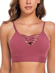 Cross Cut Out Sports Bra for Women