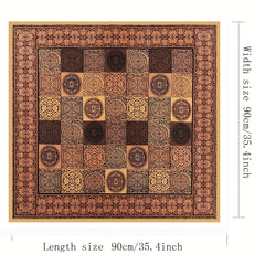 Vintage Circles Print Satin Bandana Plaid Pattern Large Square Scarf