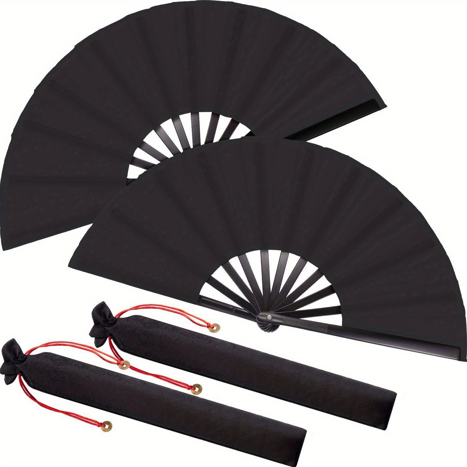 Velvet Cover Set Hand Fan Bamboo Bone Ring