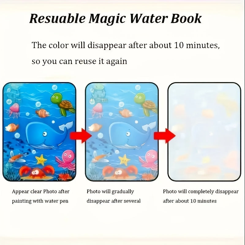 2pcs Water Painting Book Reusable Educational Activity Books and Pens