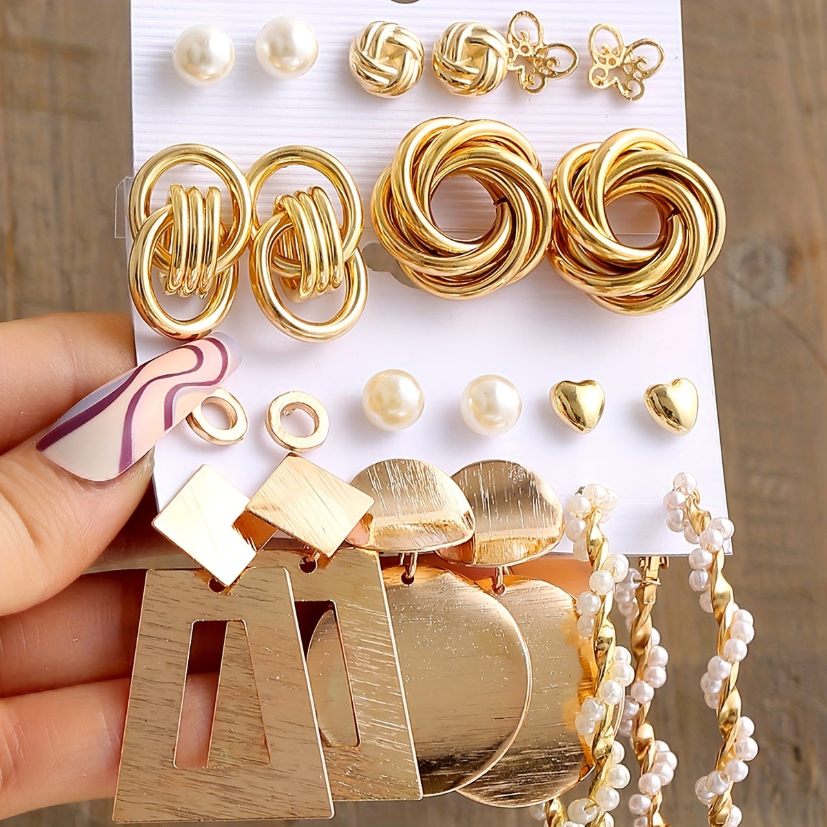 Women's Faux Pearl Butterfly Earrings Set