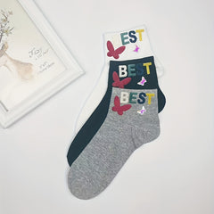 5 Pairs Letter Print Crew Socks Women's Stockings