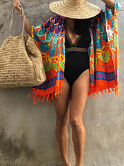 Chiffon Cardigan Blouse with Tassel Decor
